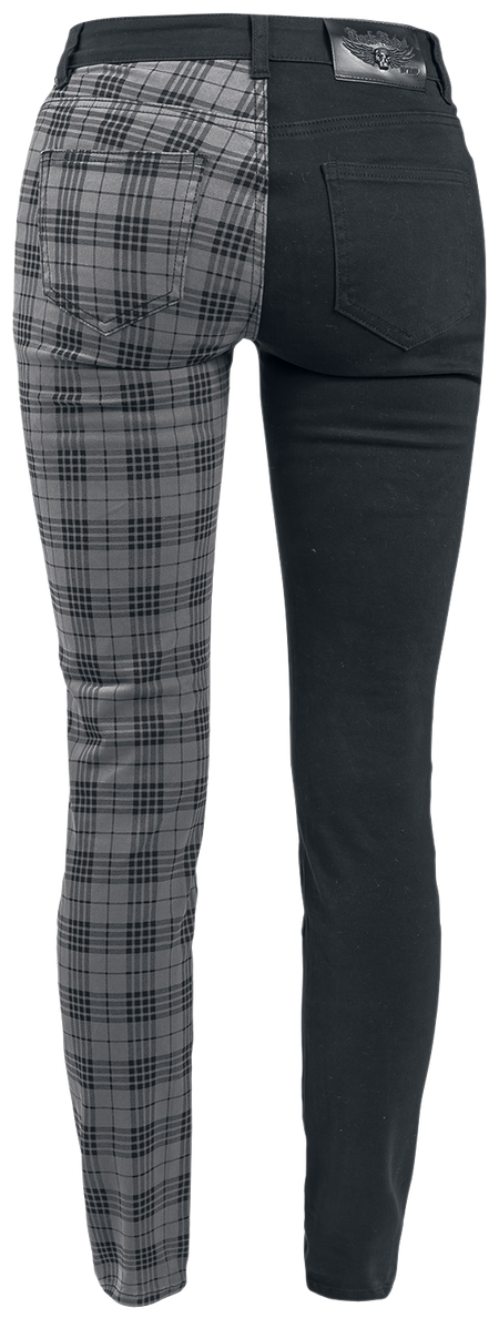 Pantalon en toile  de Rock Rebel by EMP - Skarlett - W26L32 à W32L34 - pour Femme - noir/gris - Rock Rebel by EMP - View 2