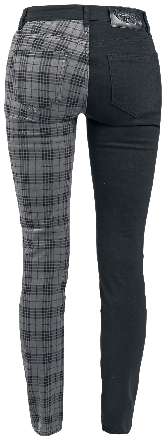 Pantalon en toile  de Rock Rebel by EMP - Skarlett - W26L32 à W32L34 - pour Femme - noir/gris - Rock Rebel by EMP - View 2