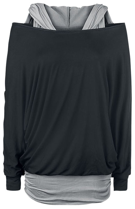 T-shirt manches longues  de Black Premium by EMP - Get Loose - S à 5XL - pour Femme - noir/gris - Black Premium by EMP