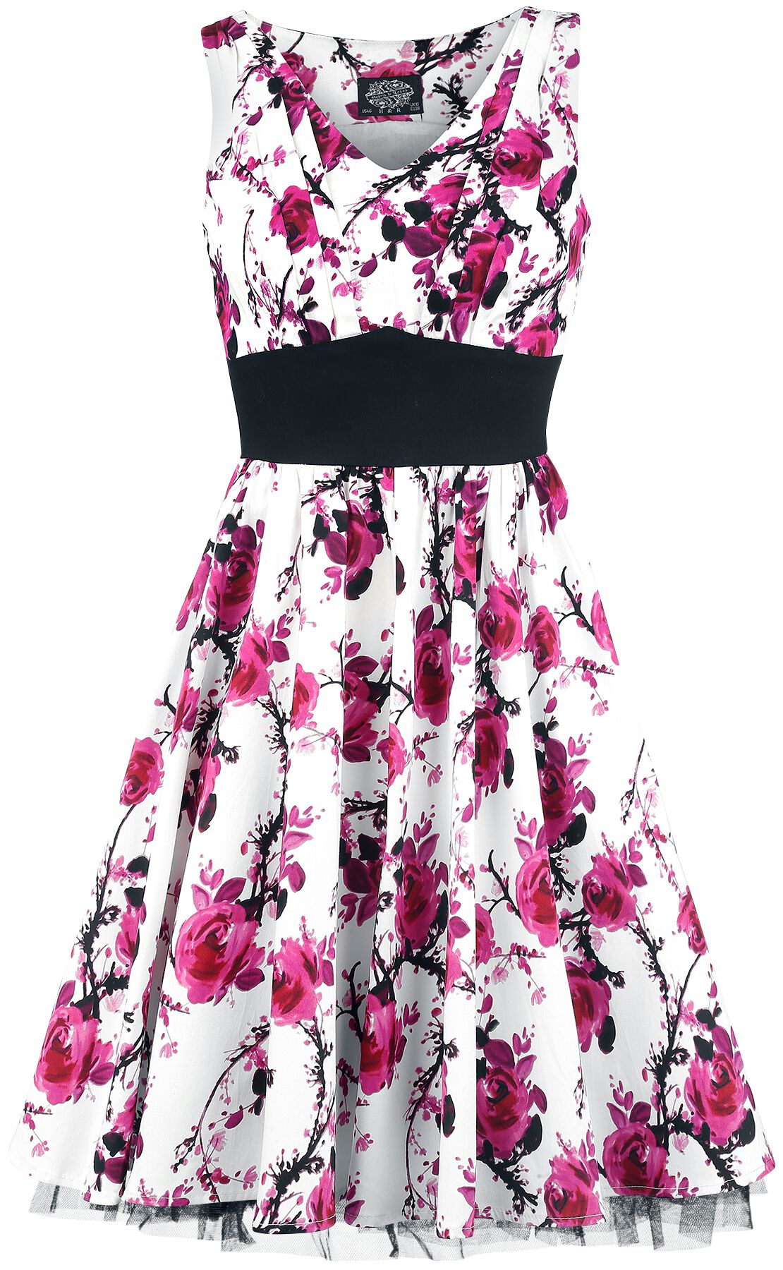 Robe mi-longue Rockabilly de H&R London - Robe Pink Floral - S à XXL - pour Femme - blanc/rose - H&R London
