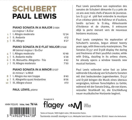 Schubert : Piano Sonatas D. 537, 568 & 664 - Front Cover