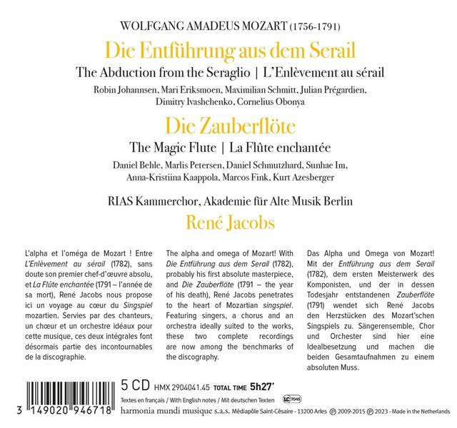 Mozart: Die Singspiele (The Magic Flute & The Abduction from the Seraglio) - Front Cover
