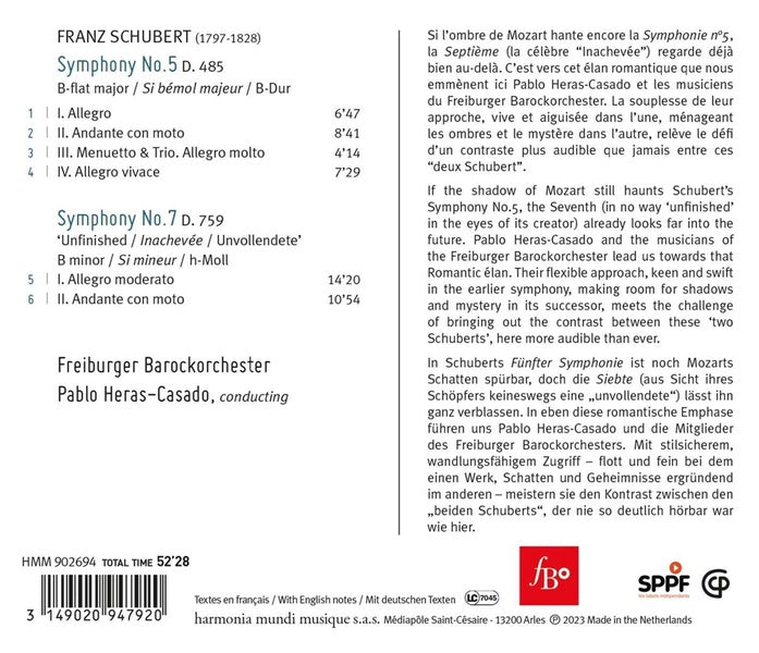 Schubert: Symphonies Nos. 5 & 7 "Unfinished" - Front Cover