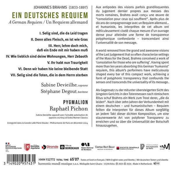 Brahms : Ein deutsches Requiem - Front Cover
