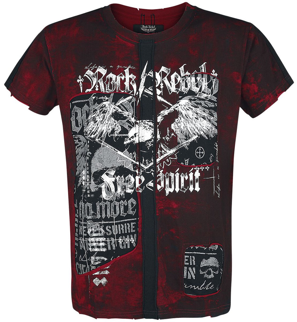 T-Shirt Manches courtes  de Rock Rebel by EMP - Rebel Soul - S à XXL - pour Homme - bordeaux - Rock Rebel by EMP