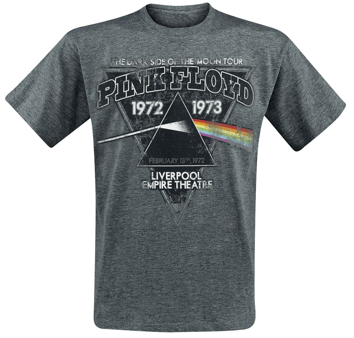 T-Shirt Manches courtes  de Pink Floyd - The Dark Side Of The Moon - Liverpool 1972 - S à XXL - pour Homme - gris chiné - Pink Floyd
