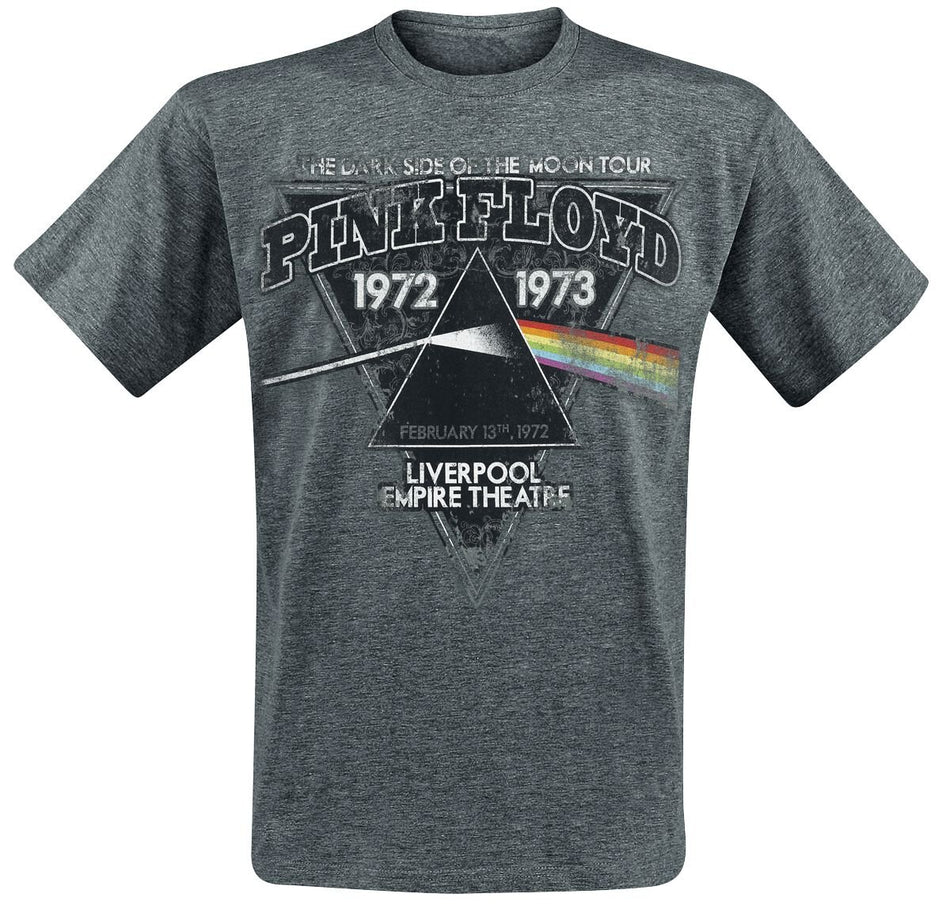 T-Shirt Manches courtes  de Pink Floyd - The Dark Side Of The Moon - Liverpool 1972 - S à XXL - pour Homme - gris chiné - Pink Floyd
