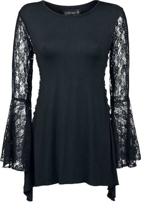 T-shirt manches longues Gothic de Gothicana by EMP - Bat Country - S à 5XL - pour Femme - noir - Gothicana by EMP