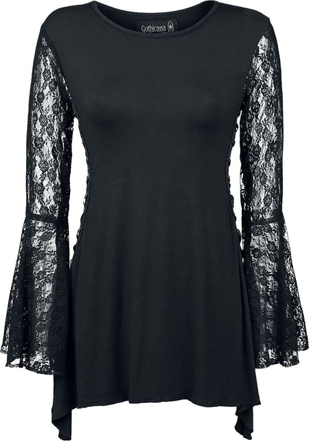 T-shirt manches longues Gothic de Gothicana by EMP - Bat Country - S à 5XL - pour Femme - noir - Gothicana by EMP