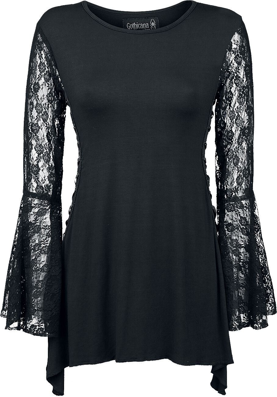 T-shirt manches longues Gothic de Gothicana by EMP - Bat Country - S à 4XL - pour Femme - noir - Gothicana by EMP