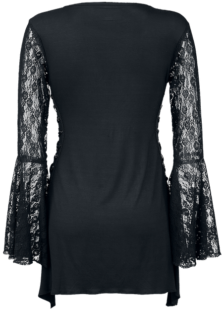 T-shirt manches longues Gothic de Gothicana by EMP - Bat Country - S à 5XL - pour Femme - noir - Gothicana by EMP - View 2