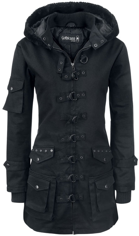 Manteau d'hiver Gothic de Gothicana by EMP - Bloodsucker - S à 5XL - pour Femme - noir - Gothicana by EMP