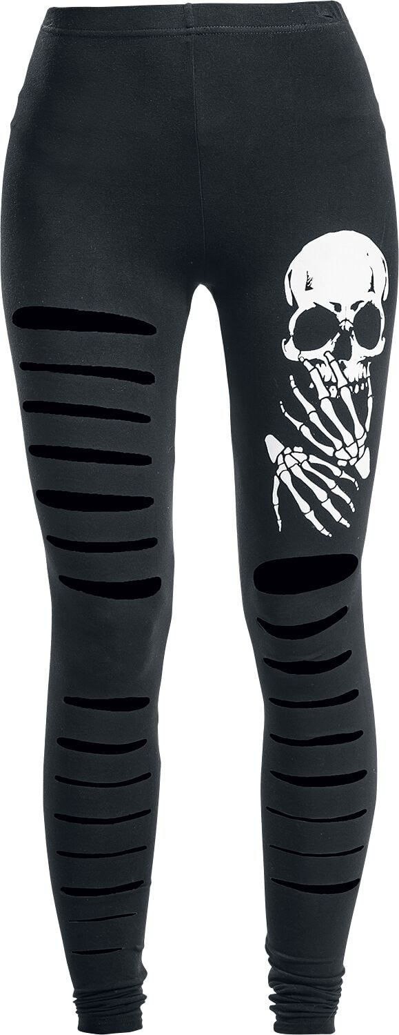 Legging Gothic de Banned Alternative - Crâne Lacéré - S à XL - pour Femme - noir - Banned Alternative