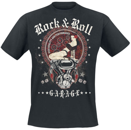 T-Shirt Manches courtes Rockabilly de R'n'R Garage - M à XXL - pour Homme - noir - R'n'R Garage