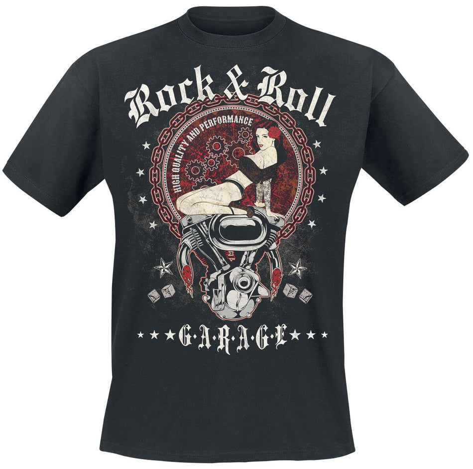 T-Shirt Manches courtes Rockabilly de R'n'R Garage - M à XXL - pour Homme - noir - R'n'R Garage