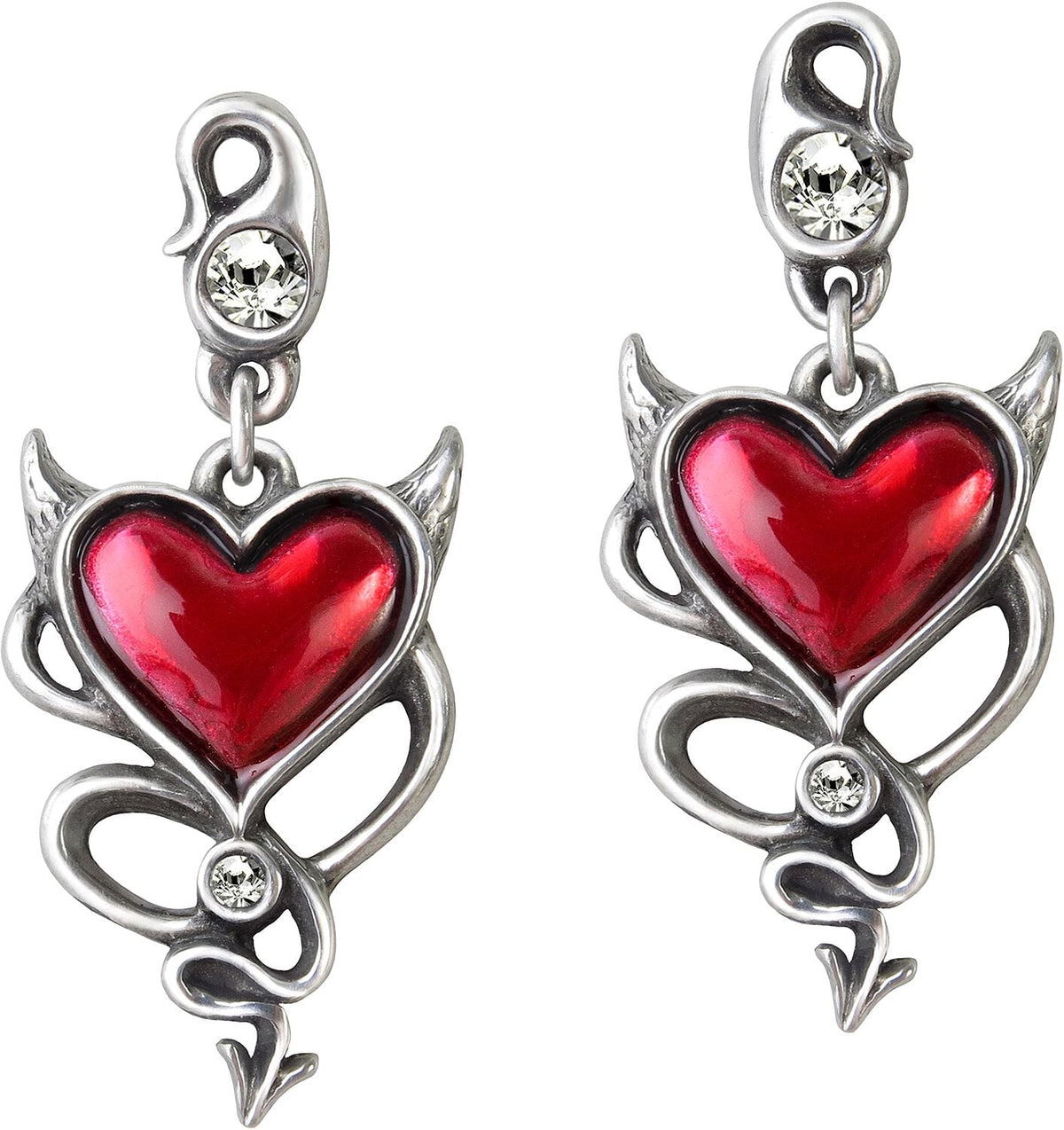 Set de clous d'oreilles  de Alchemy Gothic - Clous D'Oreille Devil Heart - pour Femme - Standard - Alchemy Gothic