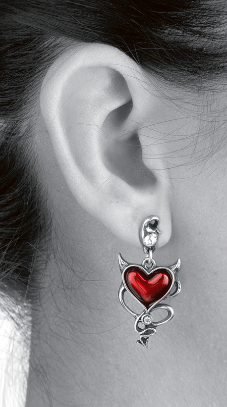 Set de boucles d'oreilles  de Alchemy Gothic - Clous D'Oreille Devil Heart - pour Femme - Standard - Alchemy Gothic - View 2