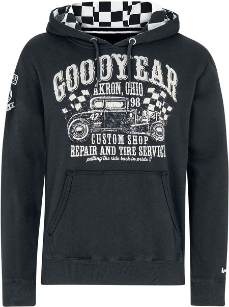 Sweat-shirt à capuche Rockabilly de GoodYear - Pelham - S à M - pour Homme - noir - Goodyear