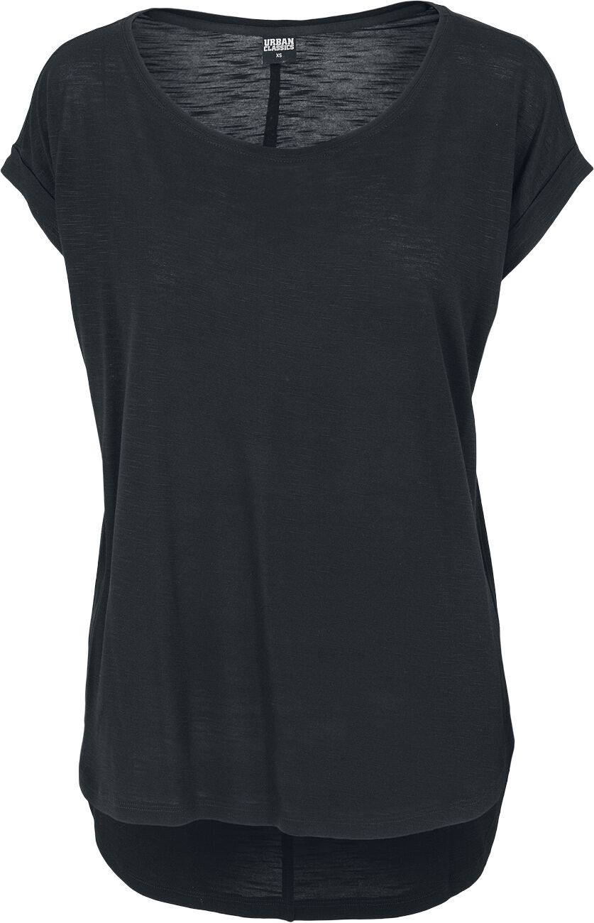 T-Shirt Manches courtes  de Urban Classics - Ladies Long Back Shaped Slub Tee - XS à L - pour Femme - noir - Urban Classics