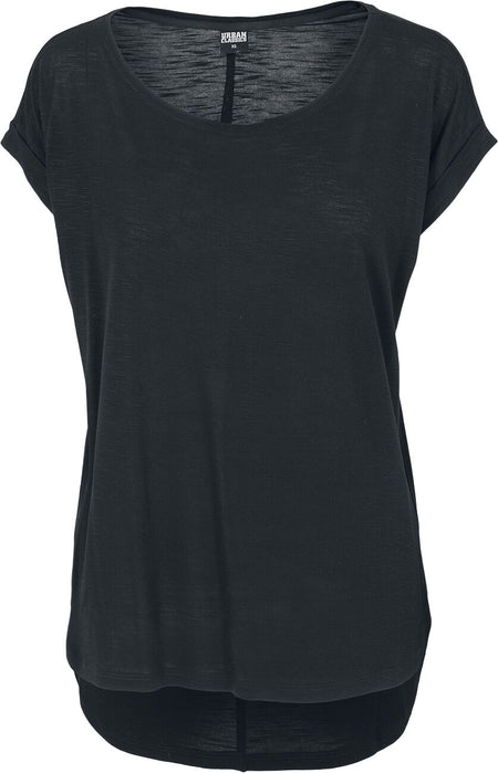 T-Shirt Manches courtes  de Urban Classics - Ladies Long Back Shaped Slub Tee - XS à L - pour Femme - noir - Urban Classics