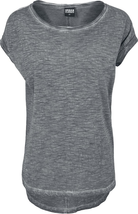 T-Shirt Manches courtes  de Urban Classics - Ladies Long Back Shaped Spray Dye Tee - XS à XL - pour Femme - gris foncé - Urban Classics