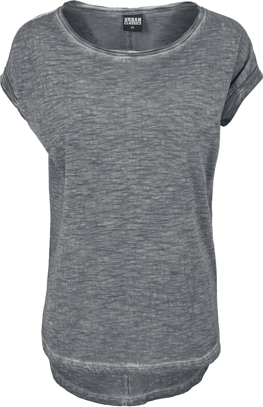 T-Shirt Manches courtes  de Urban Classics - Ladies Long Back Shaped Spray Dye Tee - XS à L - pour Femme - gris foncé - Urban Classics