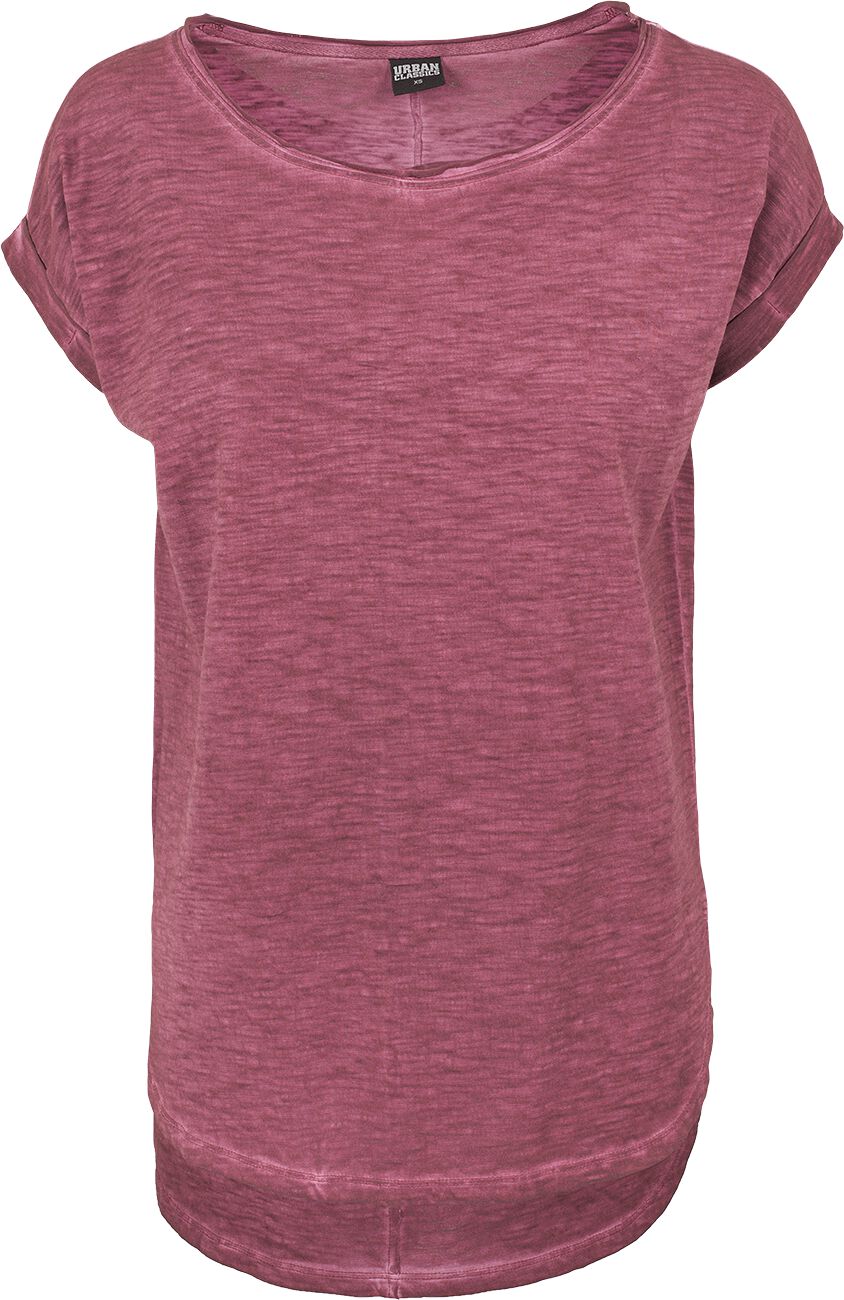 T-Shirt Manches courtes  de Urban Classics - Ladies Long Back Shaped Spray Dye Tee - XS à XL - pour Femme - bordeaux - Urban Classics