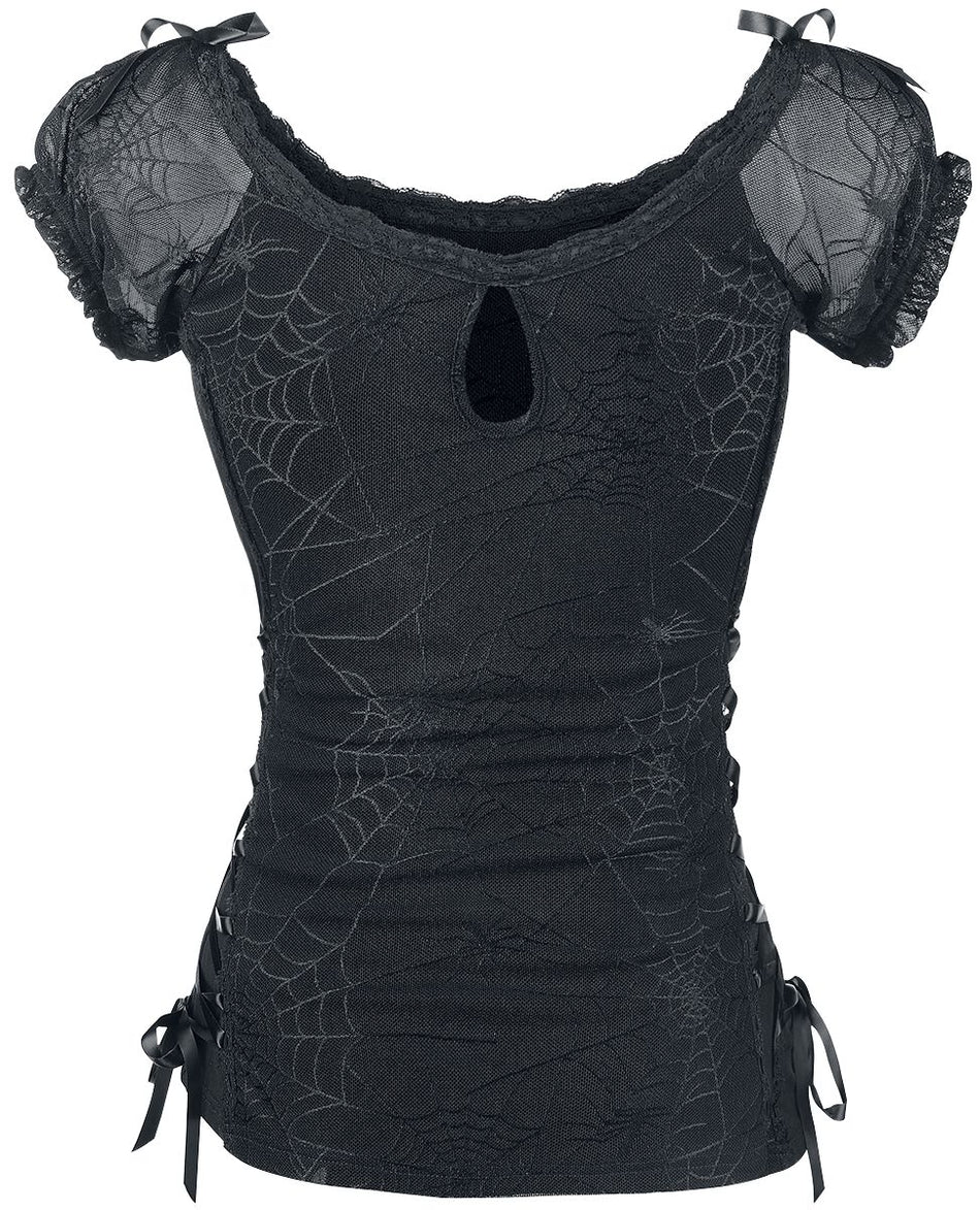 T-Shirt Manches courtes Gothic de Banned Alternative - Spider - M à 4XL - pour Femme - noir - Banned Alternative