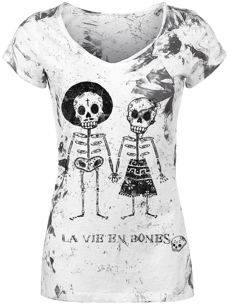 T-Shirt Manches courtes  de Outer Vision - Skeleton Lovers - S à XL - pour Femme - blanc - Outer Vision