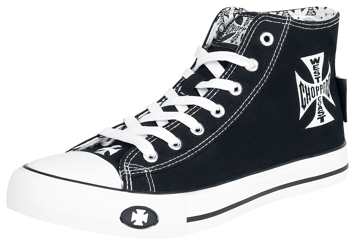 Baskets hautes Rockabilly de West Coast Choppers - Iron Cross - EU40 à EU46 - pour Homme - noir/blanc - West Coast Choppers