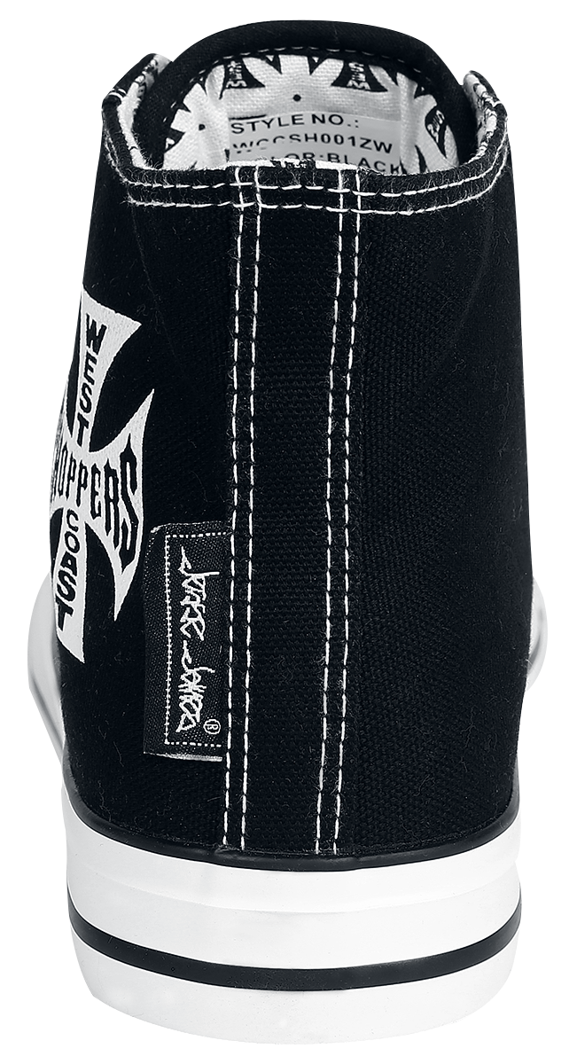 Baskets hautes Rockabilly de West Coast Choppers - Iron Cross - EU40 à EU46 - pour Homme - noir/blanc - West Coast Choppers - View 2