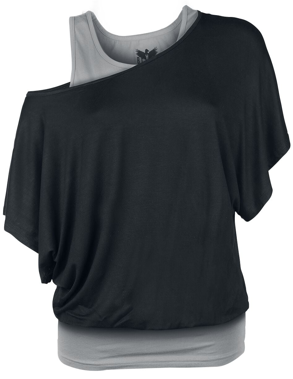 T-Shirt Manches courtes  de Black Premium by EMP - When The Heart Rules The Mind - XS à XXL - pour Femme - noir/gris - Black Premium by EMP