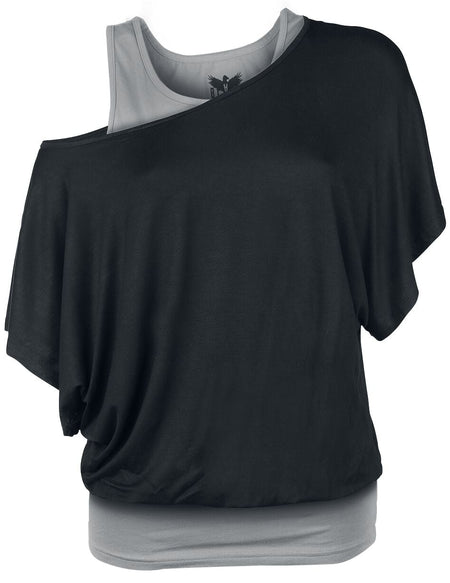 T-Shirt Manches courtes  de Black Premium by EMP - When The Heart Rules The Mind - XS à XXL - pour Femme - noir/gris - Black Premium by EMP