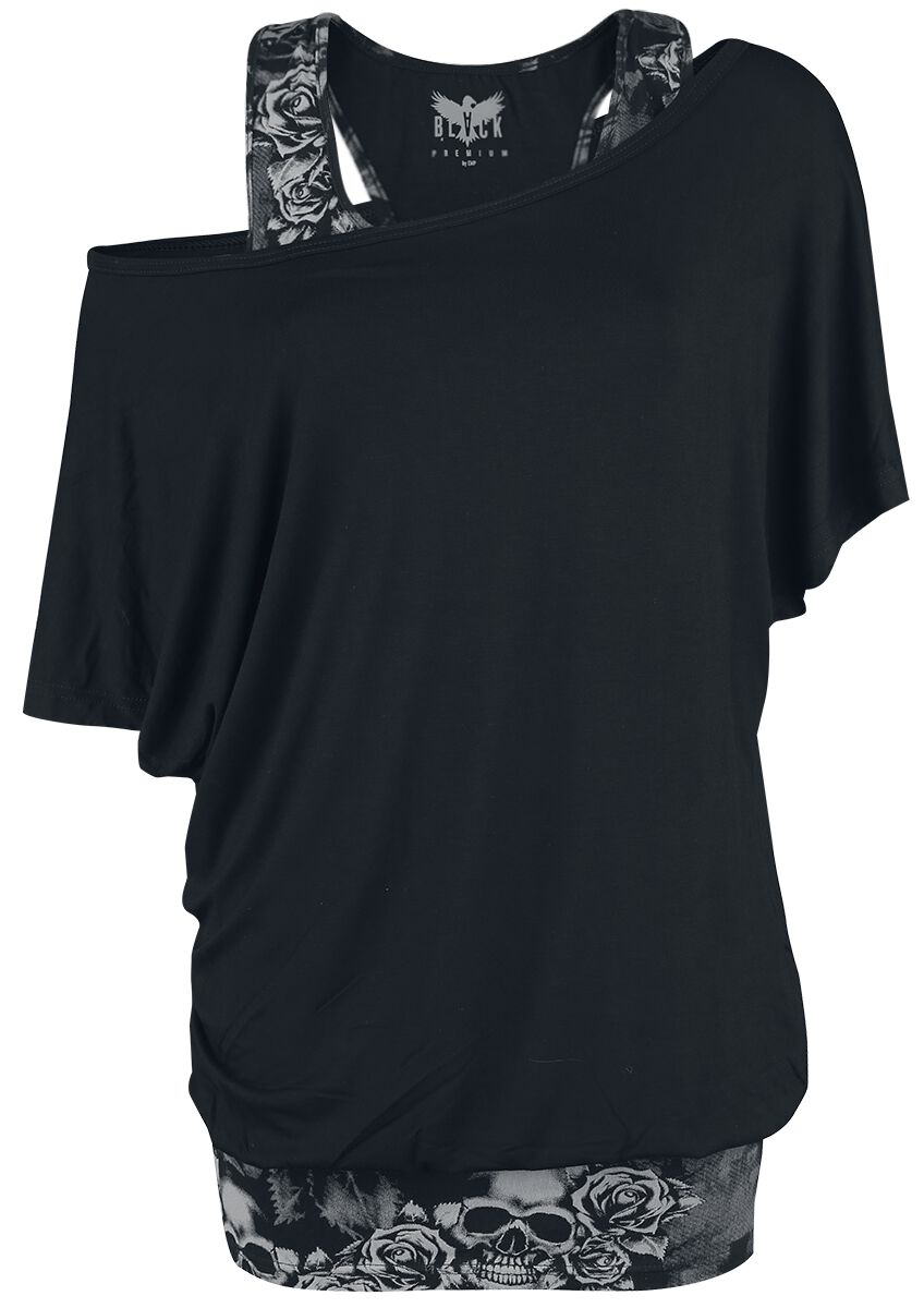 T-Shirt Manches courtes  de Black Premium by EMP - When The Heart Rules The Mind - XS à 5XL - pour Femme - noir/gris - Black Premium by EMP