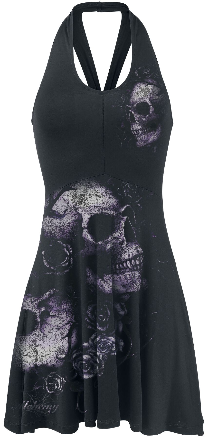 Robe courte Gothic de Alchemy England - Fleurs Mortes - S à XL - pour Femme - noir - Alchemy England