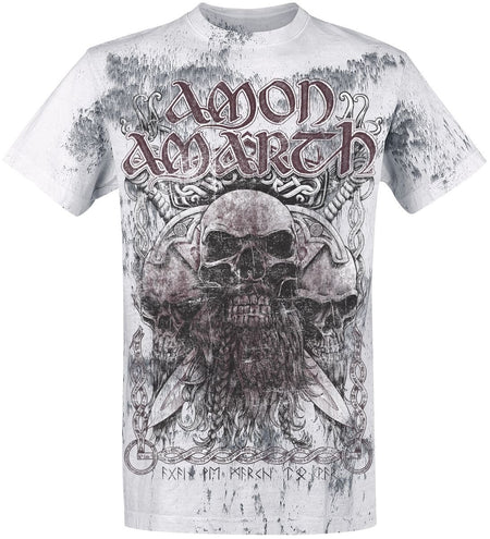 T-Shirt Manches courtes  de Amon Amarth - Crânes Barbus - M à 4XL - pour Homme - gris clair - Amon Amarth