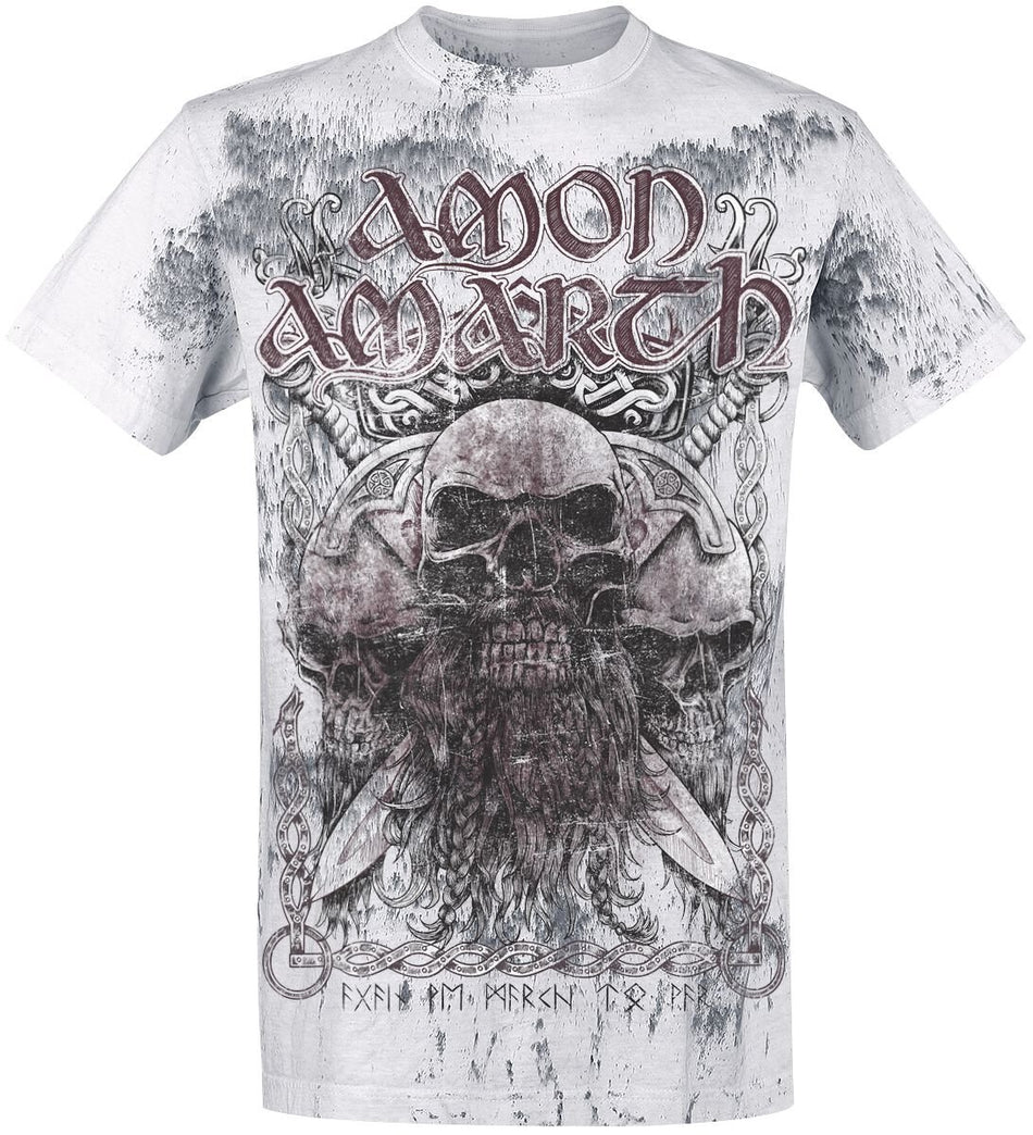 T-Shirt Manches courtes  de Amon Amarth - Crânes Barbus - M à 4XL - pour Homme - gris clair - Amon Amarth