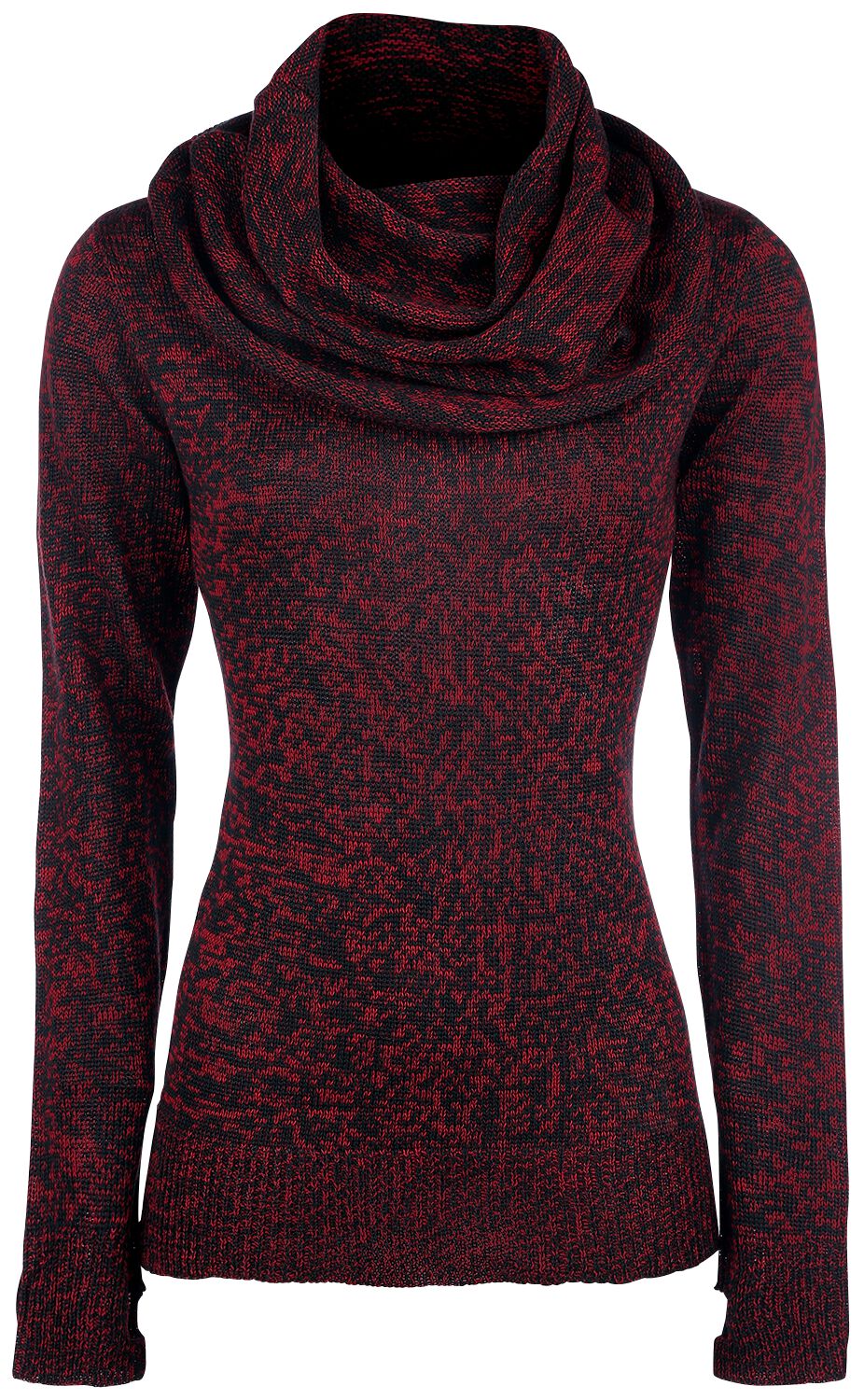 Pull tricoté  de Black Premium by EMP - Up The Neck - S à XXL - pour Femme - noir/rouge - Black Premium by EMP
