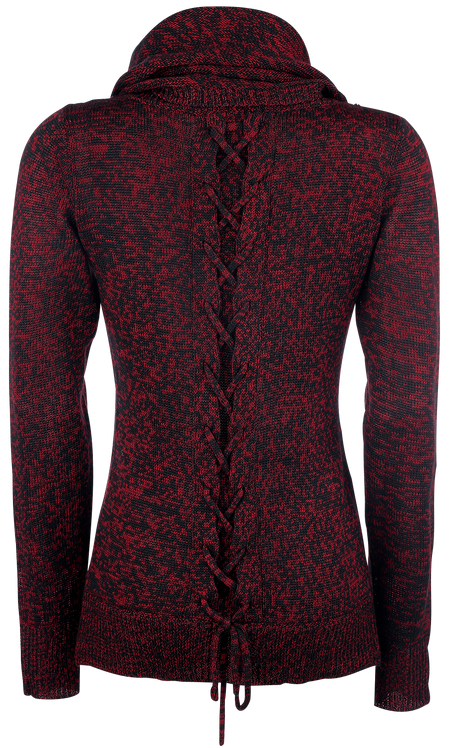Pull tricoté  de Black Premium by EMP - Up The Neck - S à XXL - pour Femme - noir/rouge - Black Premium by EMP - View 2
