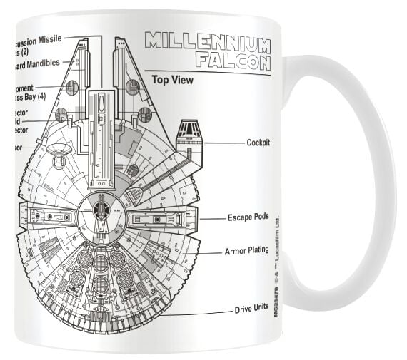 Mug Disney de Star Wars - Millennium Falcon Sketch - pour Indifférent - blanc - Star Wars