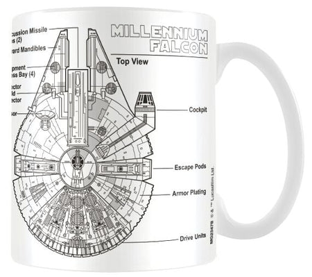 Mug Disney de Star Wars - Millennium Falcon Sketch - pour Indifférent - blanc - Star Wars