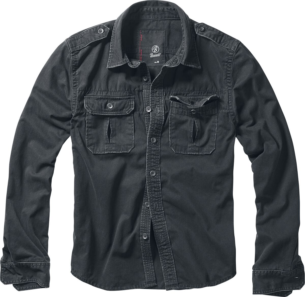 Chemise manches longues  de Brandit - Chemise vintage - S à 7XL - pour Homme - noir - Brandit
