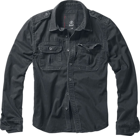 Chemise manches longues  de Brandit - Chemise vintage - S à 7XL - pour Homme - noir - Brandit