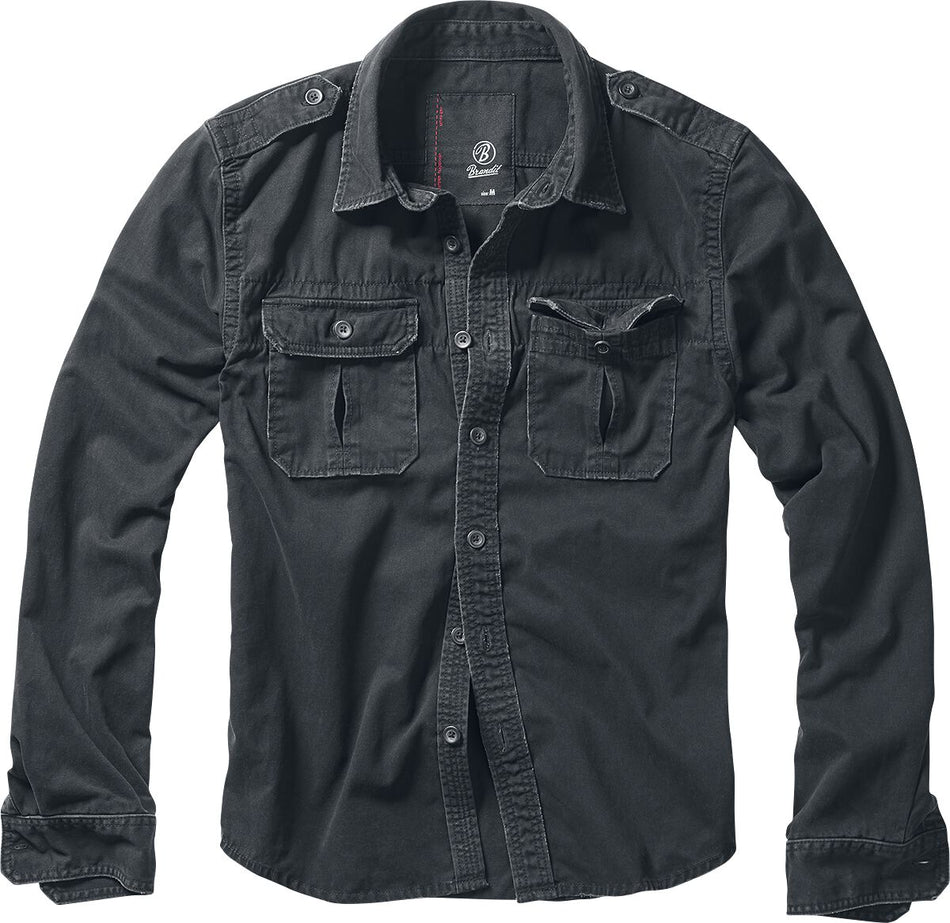 Chemise manches longues  de Brandit - Chemise vintage - S à 7XL - pour Homme - noir - Brandit