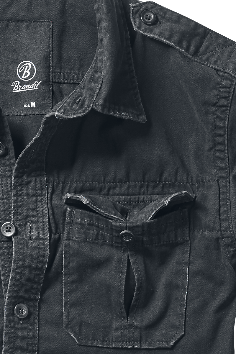 Chemise manches longues  de Brandit - Chemise vintage - S à 7XL - pour Homme - noir - Brandit - View 2