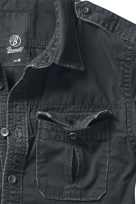 Chemise manches longues  de Brandit - Chemise vintage - S à 7XL - pour Homme - noir - Brandit - View 2