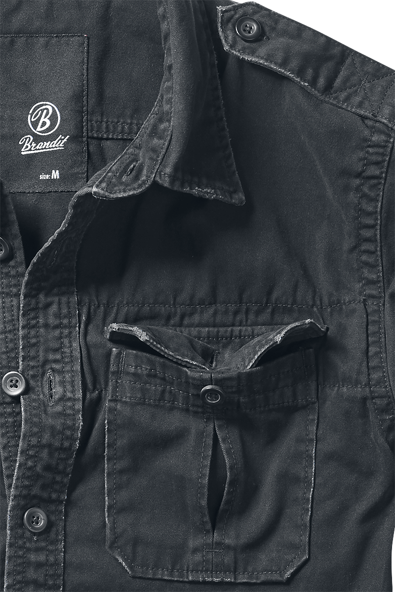 Chemise manches longues  de Brandit - Chemise vintage - S à 7XL - pour Homme - noir - Brandit - View 2