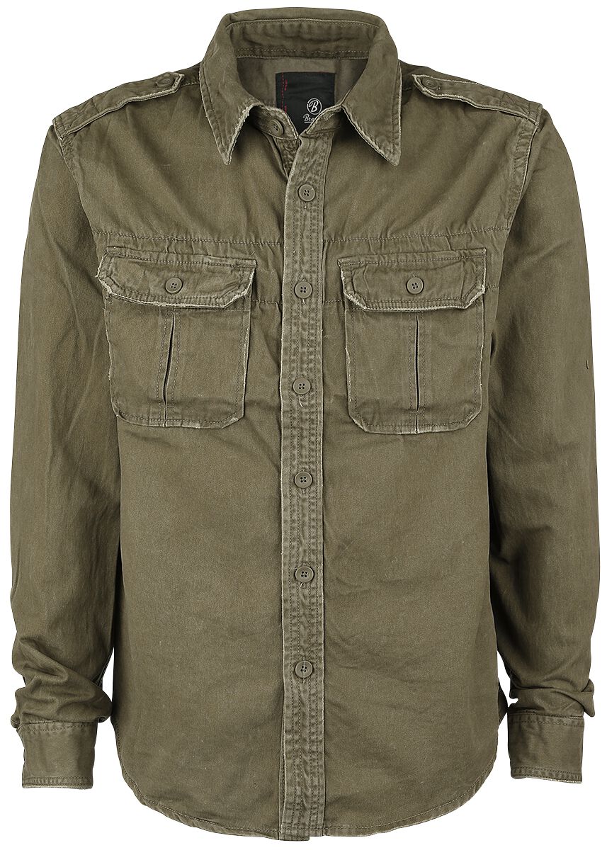 Chemise manches longues  de Brandit - Chemise vintage - S à XXL - pour Homme - olive - Brandit