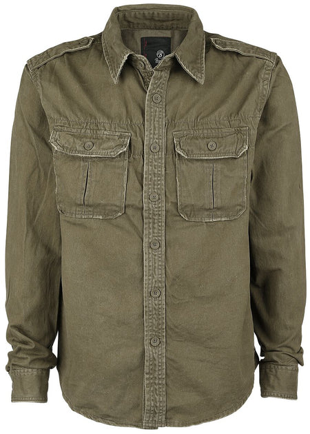 Chemise manches longues  de Brandit - Chemise vintage - S à XXL - pour Homme - olive - Brandit