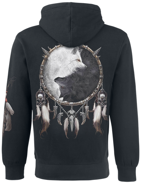 Sweat-shirt à capuche Gothic de Spiral - Wolf Chi - S à XXL - pour Homme - noir - Spiral - View 2